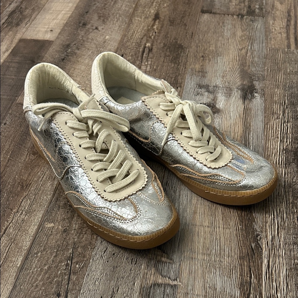 Dolce Vita Silver and Cream Sneakers